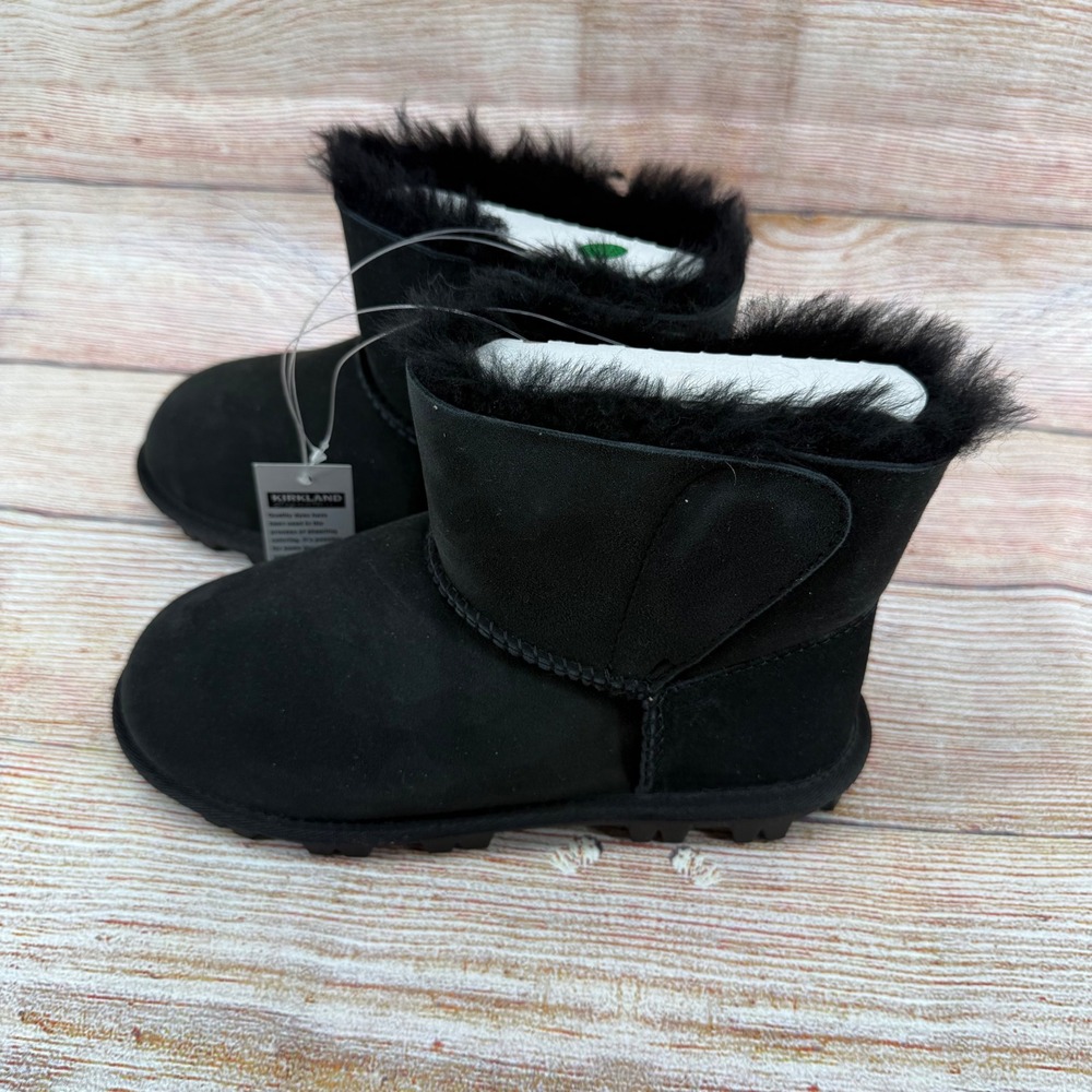 Kirkland Signature‎ Kids Black Shearling Suede Ankle Boots US 2 7771011 NEW - Picture 2 of 9